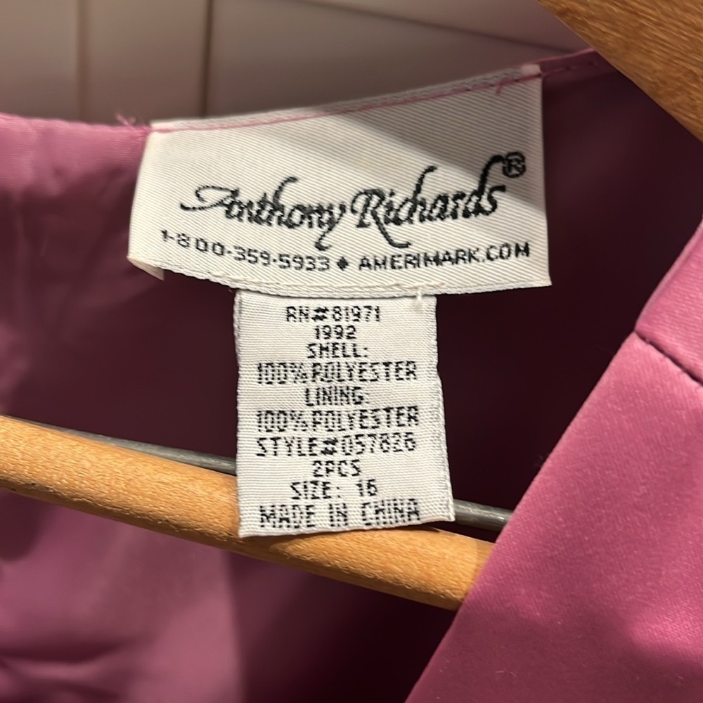 ANTHONY RICHARDS vintage mauve full length dress, size 16 - Picture 4 of 7